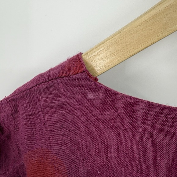 Gudrun Sjoden Linen Midi Dress Womens Large Polka Dot Lagenlook Artsy Pockets - Picture 9 of 10